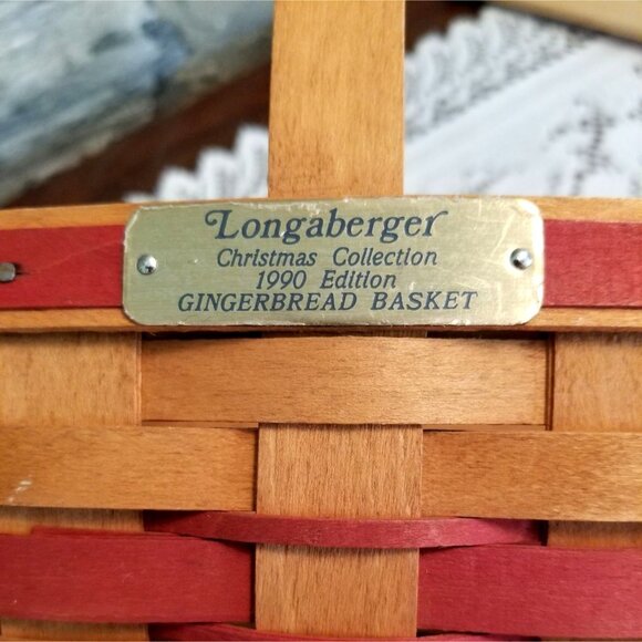 VTG Longaberger 1990 Gingerbread Basket Christmas Collection Red Accent Weave - Picture 2 of 7